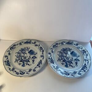 (2) Blue Danube Dinner Plate Vintage Japan Blue Onion Rectangle Boxed Mark GUC